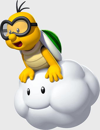 Lakitu, Super Mario Bros, cartoon character, video game boss, cloud creature, gaming art, mario series illustration