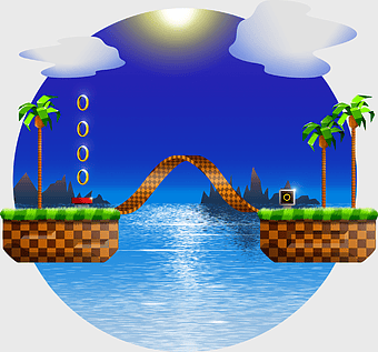 Sonic 3D artwork, Sonic CD platform game, Sega aquatic level, Heritage Day gaming, retro video game art, vintage gaming graphics, animated game environment