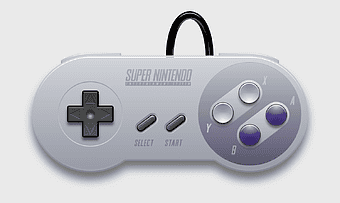 Super Nintendo Entertainment System controller, SNES Classic Edition gamepad, retro gaming joystick, Nintendo Entertainment System input device, vintage video game accessory, classic console peripherals, gaming nostalgia hardware
