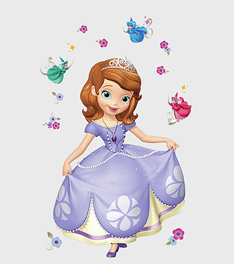 Sofia the First wall decal, purple Disney Princess sticker, Sofia the First vinyl mural, Sofia the First room decor, enchanted fairy tale art, princess fantasy illustration, magical fairy decals