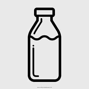 milk bottle drawing, water bottle illustration, black and white bottle sketch, coloring book glass jar, beverage container outline, drinkware line art, simple bottle design