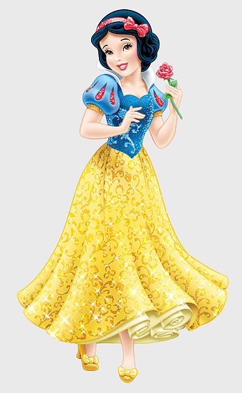 Snow White, Disney Princess, yellow dress, Magic Mirror, fairytale character, royal attire, enchanted garden