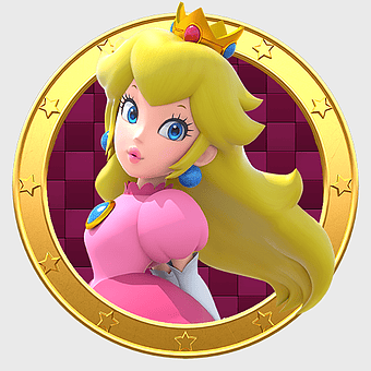 Princess Peach figurine, Super Mario Bros. character, Nintendo video game art, Mario Series doll, Mushroom Kingdom princess, fantasy game icon, royal gaming figure