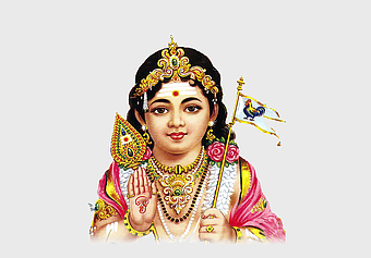 Hindu Deity with rooster flag, Mahadeva Parvati Ganesha Kartikeya Deity, Palani Murugan Temple, jewellery, divine iconography, spiritual art, traditional Hindu deity