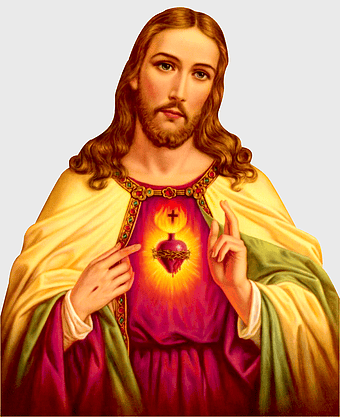 Jesus Christ, sacred heart depiction, Christian cross icon, religion art, divine, spiritual figure, holy symbolism
