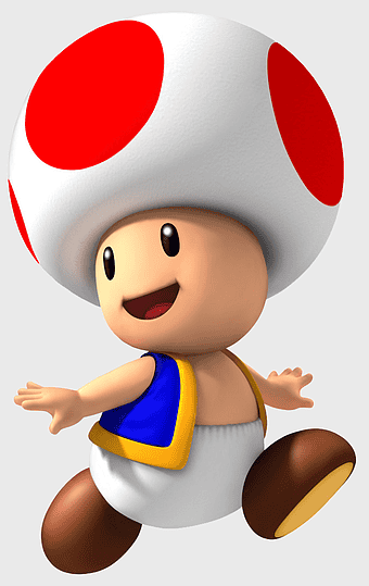 Toad Super Mario Bros., Luigi Princess Peach, rainbow light, cartoon character, mushroom cap, video game mascot, Nintendo gaming art