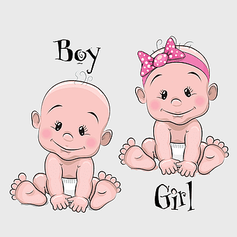cartoon baby boy, cartoon baby girl, baby illustration, baby cartoon character, infant graphic art, cute baby design, baby gender depiction