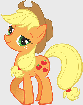 orange My Little Pony, Applejack character, My Little Pony Friendship Is Magic, cartoon pony, magical creature art, children's entertainment, equestrian fantasy