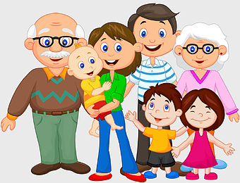 extended family cartoon, happy family gathering, family celebration illustration, happy birthday family, family reunion image, family love moment, multi-generation family art