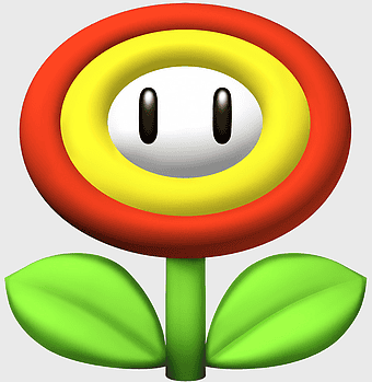 red yellow flower emoji, Super Mario power-up flower, Nintendo gaming character, New Super Mario Bros flower symbol, cartoon flower animation, video game item art, smiley flower icon design