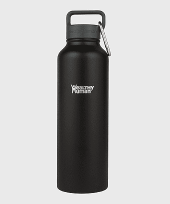 stainless steel water bottle, vacuum insulated thermos, thermal drinking bottle, Healthy Human brand, eco-friendly hydration, portable beverage container, durable metal flask