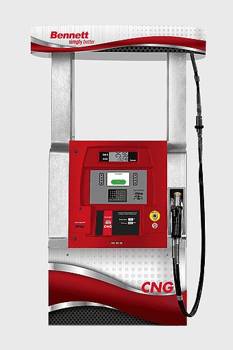 Bennett CNG fuel dispenser, natural gas vehicle refueling, Compressed Natural Gas pump station, gasoline alternative fuel, alternative energy solutions, sustainable fueling technology, eco-friendly transportation options
