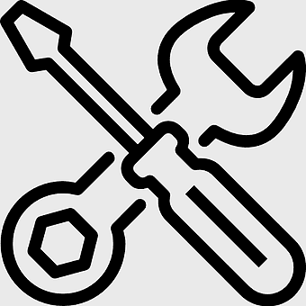 computerized maintenance management system icons, service and maintenance tools, technology and manufacturing symbols, CMMS software interface, industrial equipment repair, technical support, maintenance management solutions