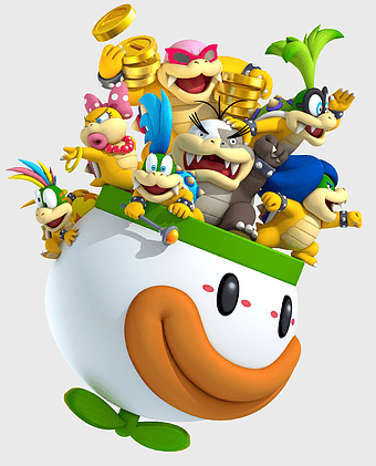 new super mario bros characters, bowser koopalings group, mario series art illustration, super smash bros wii u gameplay, nintendo video game characters, cartoon turtle monster, video game character collection