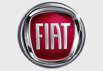 Fiat 500 emblem, 2018 Fiat logo, red Fiat badge, Fiat Automobiles trademark, Italian car brand, automotive logo design, vehicle emblem close-up