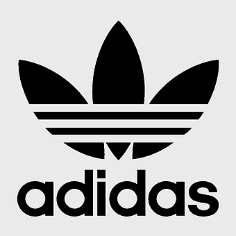 adidas logo, black and white logo, brand symbol, clothing icon, sportswear emblem, footwear design, trefoil mark, athletic brand