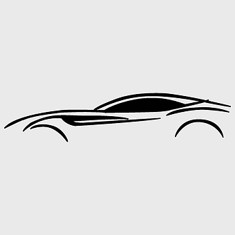 Ferrari California silhouette, black car decal, Ferrari logo sticker, vinyl adhesive applique, sports car outline, automotive graphic design, luxury vehicle emblem