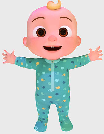 cocomelon, baby character, cartoon baby, blue pajamas, children's entertainment, animated character, playful design, png