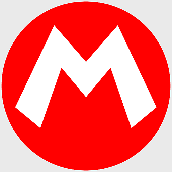 Mario logo, Super Mario Bros trademark, Nintendo gaming symbol, Mario series emblem, iconic video game branding, classic gaming iconography, red and white logo design