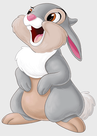 gray bunny illustration, Thumper character, Disney cartoon rabbit, animated rabbit art, cute cartoon bunny, whimsical animal art, playful rabbit design