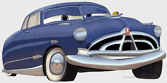 Doc Hudson Cars Pixar, fabulous Hudson Hornet, classic car character, automotive exterior design, vintage car illustration, animated vehicle art, retro car poster