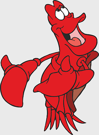 Sebastian Ariel YouTube King Triton, Little Mermaid character, red crab illustration, line art drawing, cartoon sea creature, animated Disney figure, underwater kingdom icon