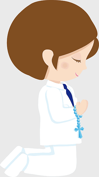 girl praying with rosary, Paper Child First Communion, cartoon communion illustration, eucharist celebration, religious cartoon character, prayerful child art, spiritual childhood