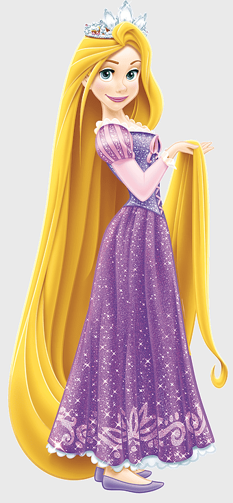 Rapunzel Tangled illustration, Disney Princess wall decal, purple costume design, yellow hair, fairytale character art, princess room decor, animated character design