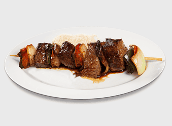 Yakitori skewers, Churrasco meat, Bar Do Alfredo dish, Shashlik kebab, grilled skewer platter, international barbecue, gourmet meat skewers