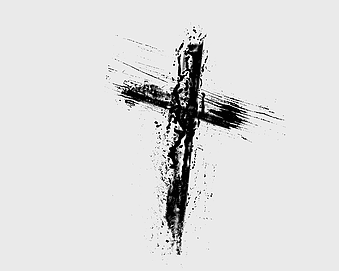Christian cross tattoo design, black and white cross illustration, monochrome religious artwork, calvary cross drawing, spiritual symbol, faith-based art, sacred cross sketch