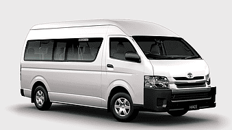 Toyota HiAce Van, Toyota Coaster, compact van, light commercial vehicle, white minivan, passenger transport vehicle, automotive exterior design