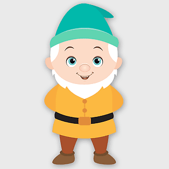 Snow White Seven Dwarfs Grumpy, dwarf cartoon character, Los siete enanitos illustration, Snow White and the Seven Dwarfs art, fantasy fairy tale characters, whimsical gnome design, cheerful children's story visuals