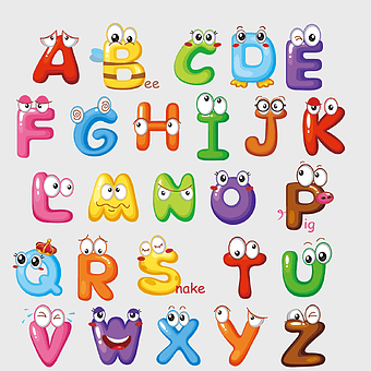 cute alphabet letters, cartoon English alphabet, baby toys with letters, fine letters design, educational alphabet visuals, playful letter illustrations, children's alphabet art