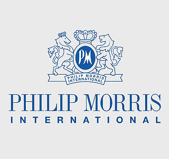 Philip Morris International logo, blue corporate emblem, tobacco industry brand, Lausanne business symbol, global FMCG company, international tobacco giant, corporate identity design
