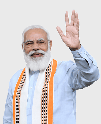Narendra Modi, Indian Prime Minister, waving gesture, traditional attire, political leader, formal portrait, national figure, png