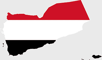 Flag of Yemen, blank map, national flag, Yemen geography, Middle East cartography, Arabian Peninsula outline, country borders illustration