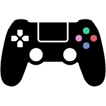 black PlayStation controller illustration, PlayStation 4 Joystick design, video game controller icon, gamepad hardware accessory, gaming console peripherals, interactive entertainment devices, digital gaming accessories