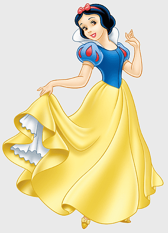 Snow White, Seven Dwarfs, Disney Princess, cartoon character, fairy tale illustration, classic animation, royal costume, fantasy art