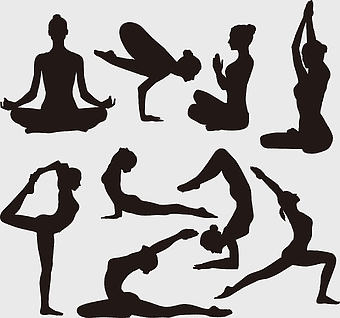 yoga pose silhouette, black yoga figure, meditation pose outline, stretching silhouette, fitness illustration, wellness art, exercise graphic, png