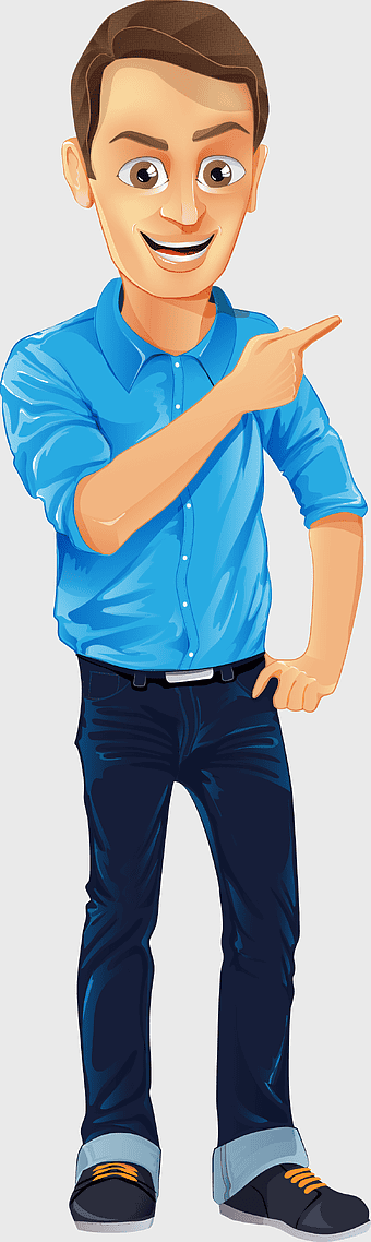 cartoon male character, blue tshirt, business people, professional illustration, animated businessperson, corporate mascot, office worker graphic, character design concept