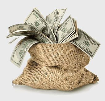 money bag with hundred dollar bills, financial savings icon, commercial finance ry, cash funds in sack, wealth accumulation symbol, economic prosperity, monetary wealth representation